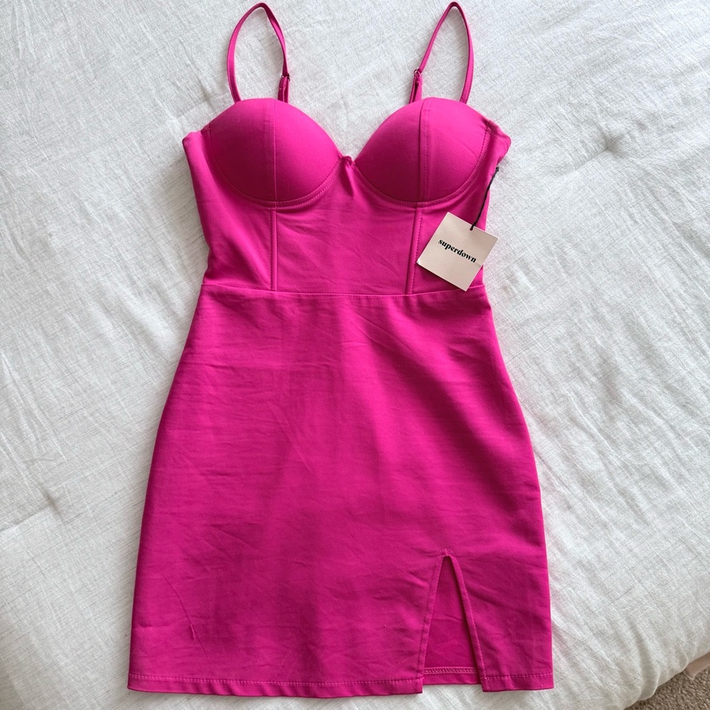 superdown Olivia Bustier Mini Dress in Hot Pink Size Small, like new